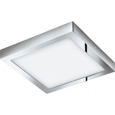 Lámpara de techo Eglo Fueva 1 22W 3000K Luz cálida. Forma Cuadrada 30×30 cm. Estilo moderno. Metal y Plástico. Color blanco, cromado y plata