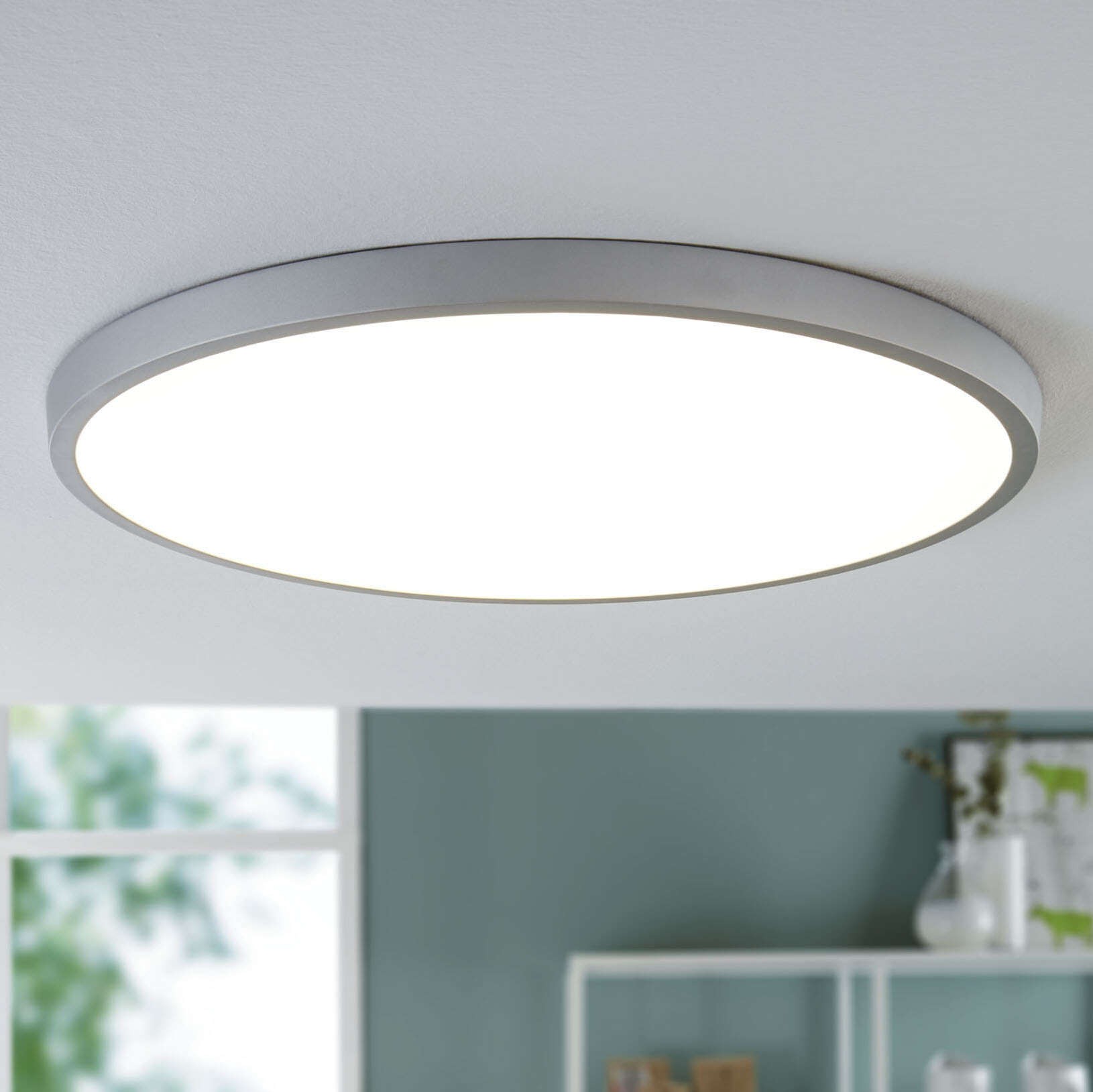 149,95 € Spedizione Gratuita | Pannello LED Eglo Fueva 1 27W LED 3000K Luce calda. Ø 60 cm. Alluminio e plastica. Colore bianca e argento