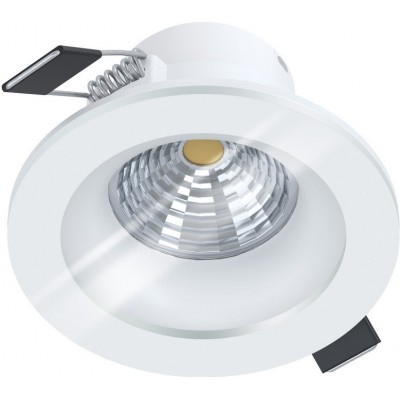 Recessed lighting Eglo Salabate 6W 2700K Very warm light. Round Shape Ø 8 cm. Design Style. Aluminum and glass. White Color