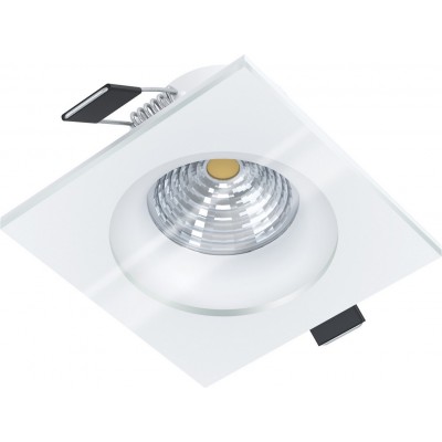 23,95 € Free Shipping | Recessed lighting Eglo Salabate 6W 2700K Very warm light. Square Shape 9×9 cm. Design Style. Aluminum and glass. White Color