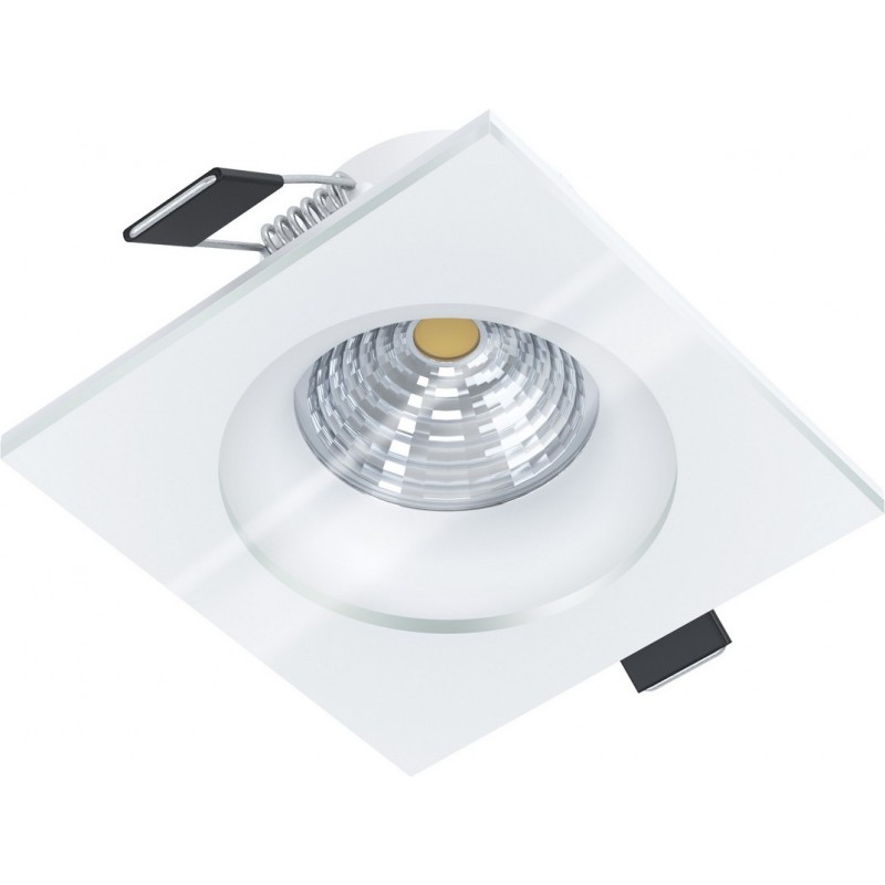 21,95 € Free Shipping | Recessed lighting Eglo Salabate 6W 2700K Very warm light. Square Shape 9×9 cm. Design Style. Aluminum and glass. White Color