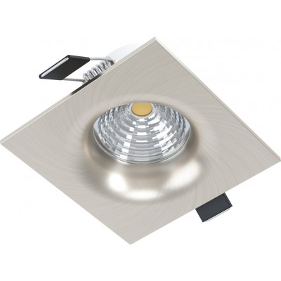 17,95 € Free Shipping | Recessed lighting Eglo Saliceto 6W 3000K Warm light. Square Shape 9×9 cm. Design Style. Aluminum and glass. Nickel and matt nickel Color