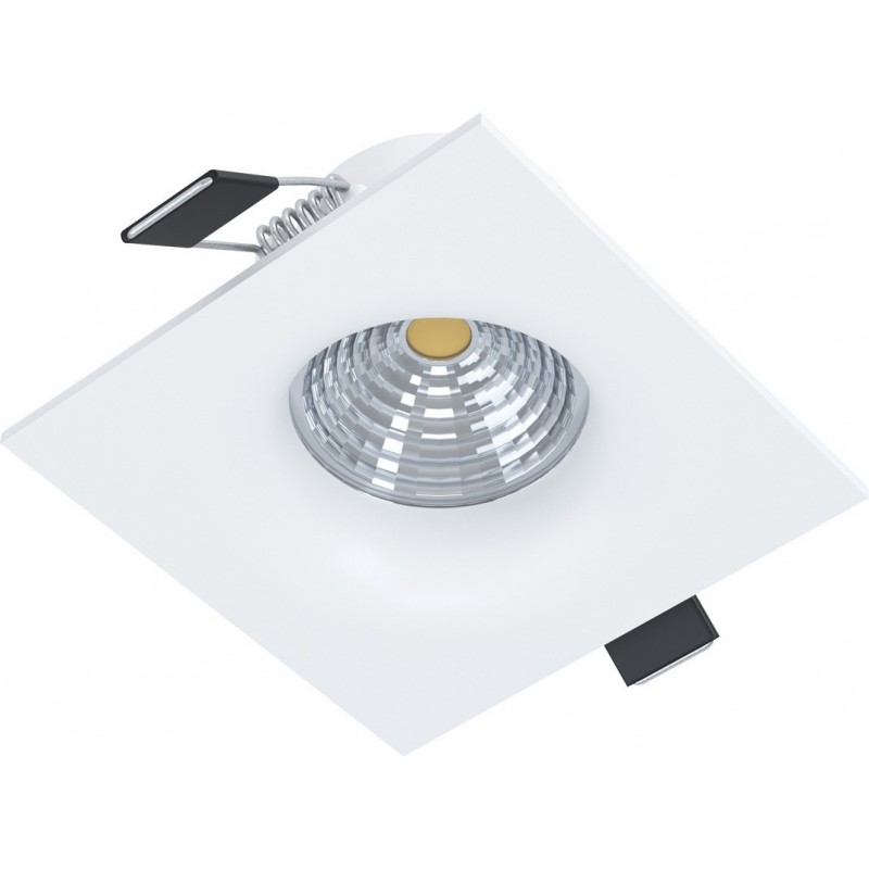 13,95 € Free Shipping | Recessed lighting Eglo Saliceto 6W 4000K Neutral light. Square Shape 9×9 cm. Design Style. Aluminum and Glass. White Color