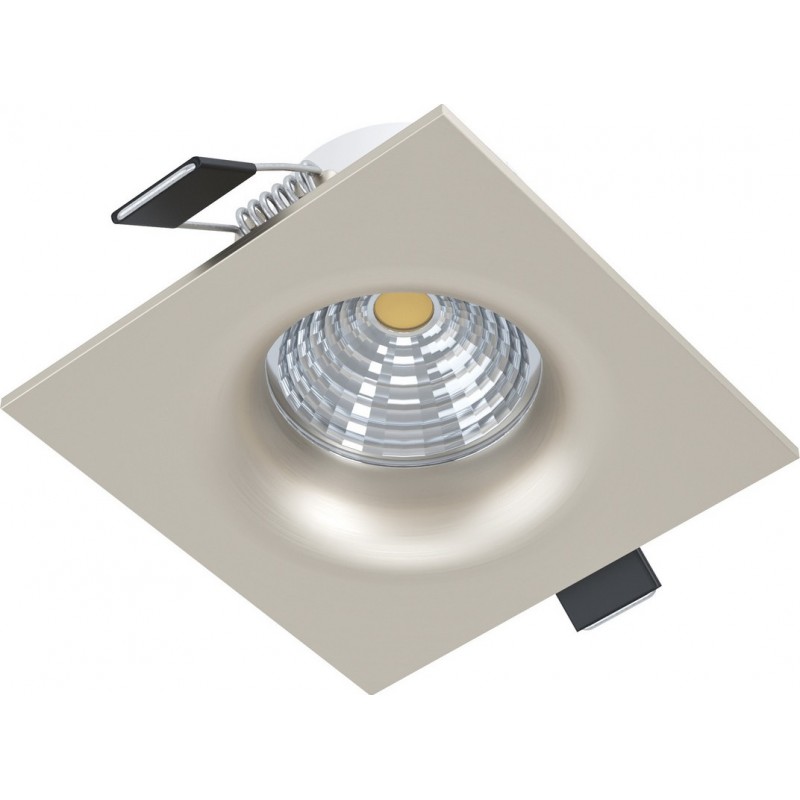 21,95 € Free Shipping | Recessed lighting Eglo Saliceto 6W 4000K Neutral light. Square Shape 9×9 cm. Design Style. Aluminum and Glass. Nickel and matt nickel Color