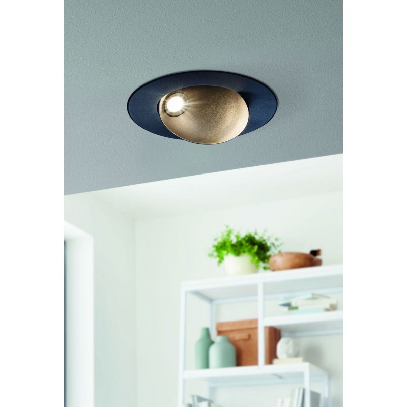 46,95 € Free Shipping | Recessed lighting Eglo Ronzano 1 5W 3000K Warm light. Round Shape Ø 16 cm. Design Style. Steel. Black and silver Color