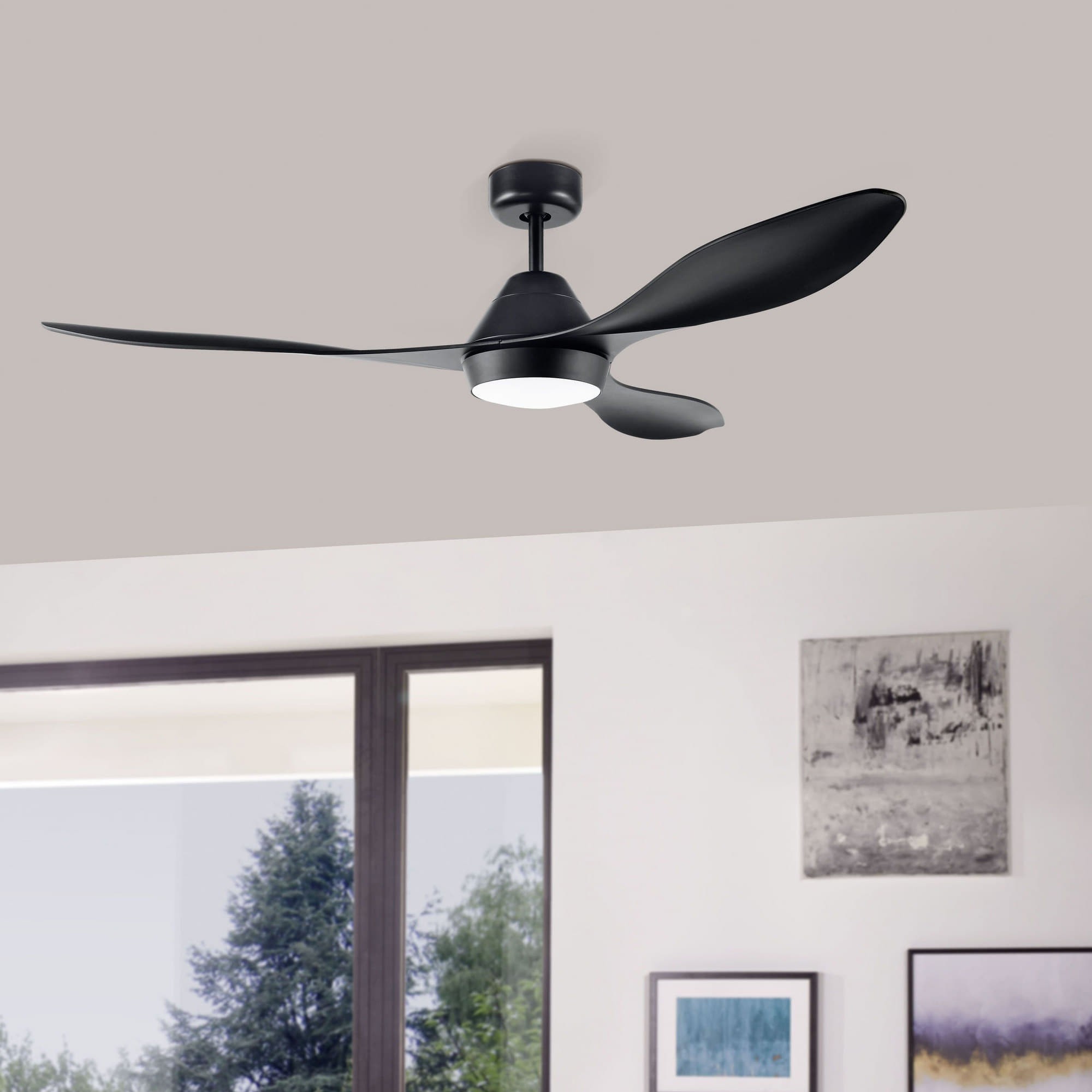 371,95 € Free Shipping | Ceiling fan with light Eglo Antibes 18W 4000K Neutral light. Ø 132 cm. Steel and acrylic. White, black and matt black Color