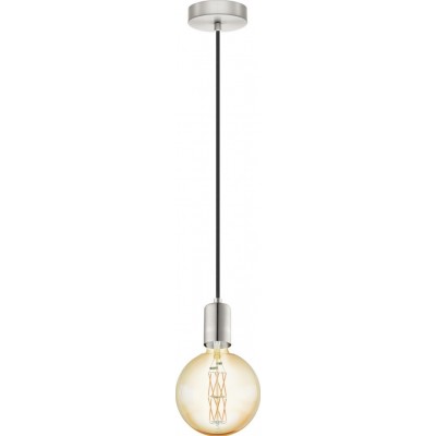 26,95 € Free Shipping | Hanging lamp Eglo Yorth 60W Spherical Shape Ø 10 cm. Living room, kitchen and dining room. Retro and vintage Style. Steel. Nickel and matt nickel Color