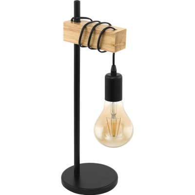 45,95 € Free Shipping | Table lamp Eglo France Townshend 10W 50×18 cm. Steel and wood. Brown and black Color