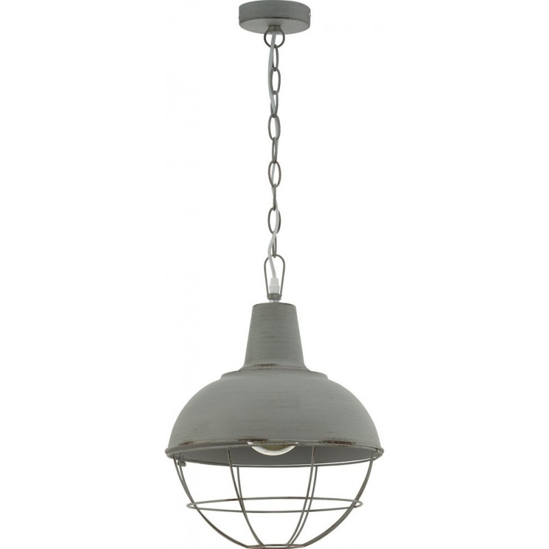 69,95 € Free Shipping | Hanging lamp Eglo Cannington 1 60W Spherical Shape Ø 35 cm. Living room, kitchen and dining room. Retro and vintage Style. Steel. Gray Color