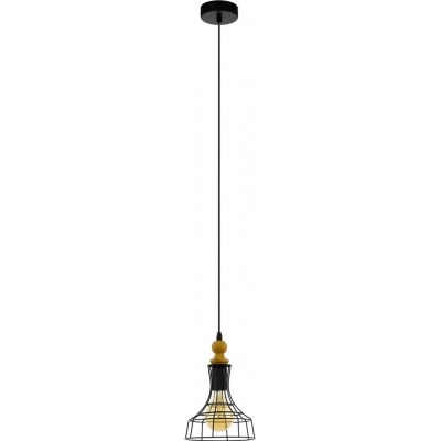 吊灯 Eglo Bampton 1 60W 锥 形状 Ø 18 cm. 客厅, 厨房 和 饭厅. 乡村, 复古的 和 优质的 风格. 钢 和 木头. 棕色的 颜色