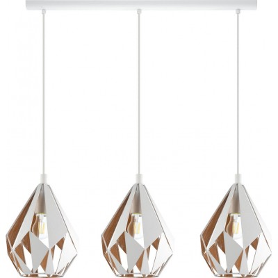 175,95 € Free Shipping | Hanging lamp Eglo Carlton 1 180W Extended Shape 110×81 cm. Living room, kitchen and dining room. Sophisticated and design Style. Steel. White and golden Color