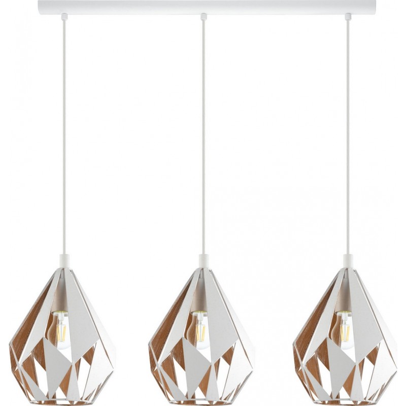 207,95 € Free Shipping | Hanging lamp Eglo Carlton 1 180W Extended Shape 110×81 cm. Living room, kitchen and dining room. Sophisticated and design Style. Steel. White and golden Color