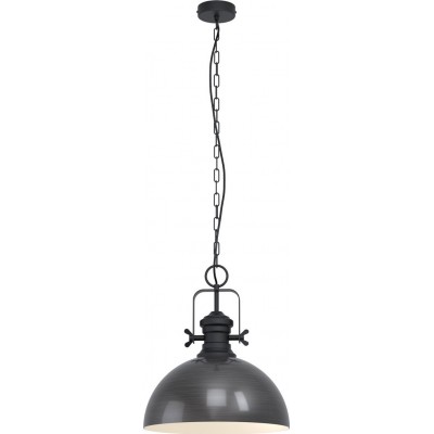 99,95 € Free Shipping | Hanging lamp Eglo Combwich 60W Conical Shape Ø 40 cm. Living room, kitchen and dining room. Retro and vintage Style. Steel. Cream and black Color