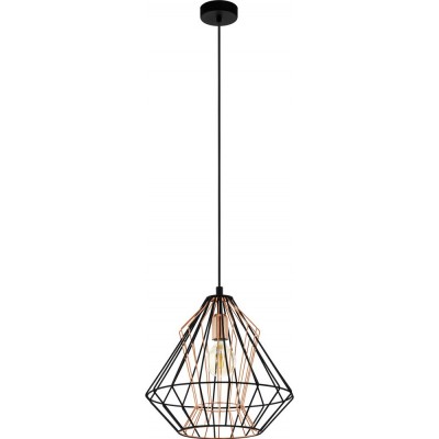 Hanging lamp Eglo Dreadfort 60W Pyramidal Shape Ø 39 cm. Living room, kitchen and dining room. Retro and vintage Style. Steel. Copper, golden and black Color