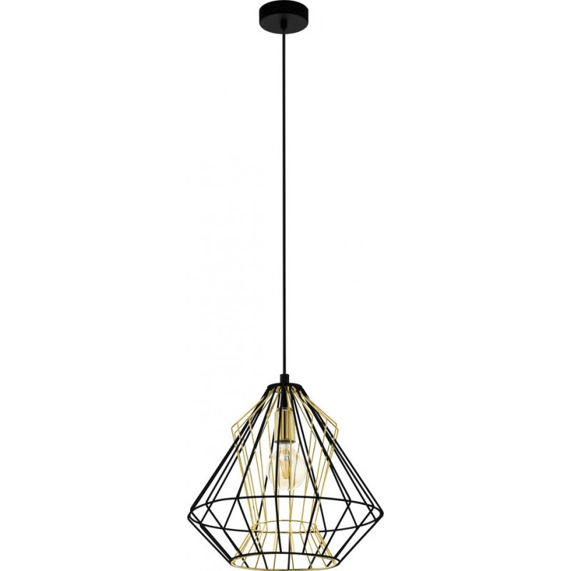 Hanging lamp Eglo Dreadfort 60W Pyramidal Shape Ø 39 cm. Living room and dining room. Retro, vintage and design Style. Steel. Golden, brass and black Color