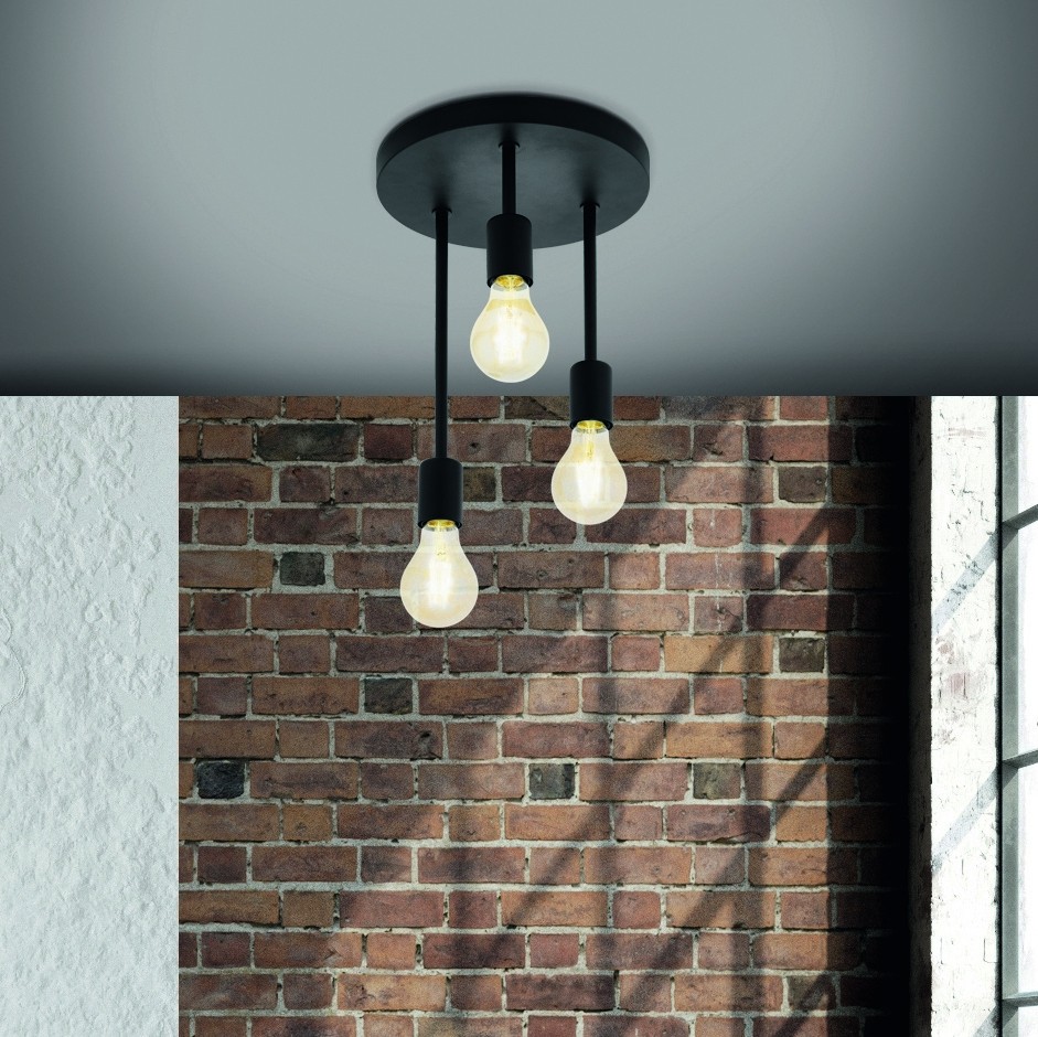 68,95 € Envoi gratuit | Lampe à suspension Eglo Wilmcote 180W Ø 28 cm. Acier. Couleur noir