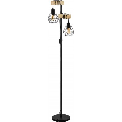 118,95 € Free Shipping | Floor lamp Eglo Townshend 5 120W Pyramidal Shape 167×40 cm. Living room, dining room and bedroom. Rustic, retro and vintage Style. Steel and wood. Brown and black Color