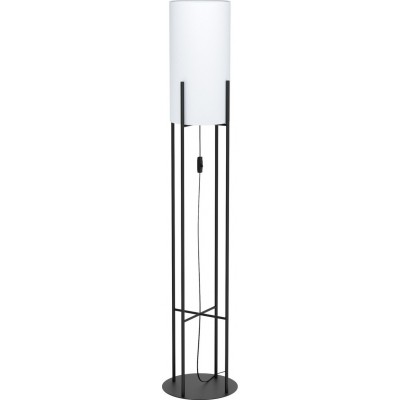 Lámpara de pie Eglo Glastonbury 60W Forma Cilíndrica Ø 24 cm. Salón, comedor y dormitorio. Estilo moderno, diseño y cool. Acero y Textil. Color blanco y negro