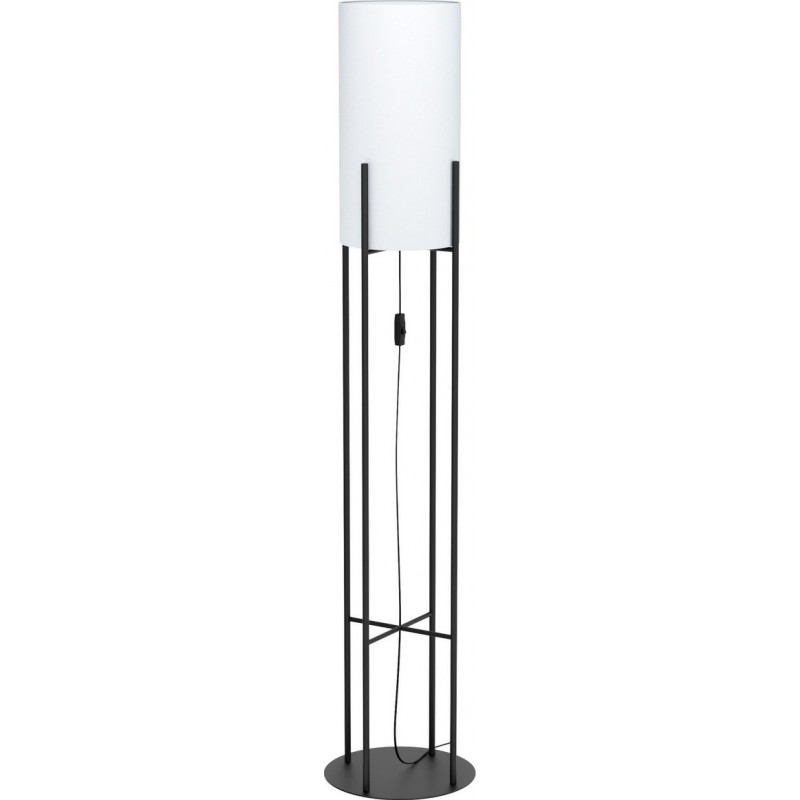 145,95 € Free Shipping | Floor lamp Eglo Glastonbury 60W Cylindrical Shape Ø 24 cm. Living room, dining room and bedroom. Modern, design and cool Style. Steel and textile. White and black Color