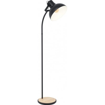 181,95 € Free Shipping | Floor lamp Eglo Lubenham 28W Conical Shape 160×48 cm. Living room, dining room and bedroom. Modern and cool Style. Steel and wood. Brown and black Color