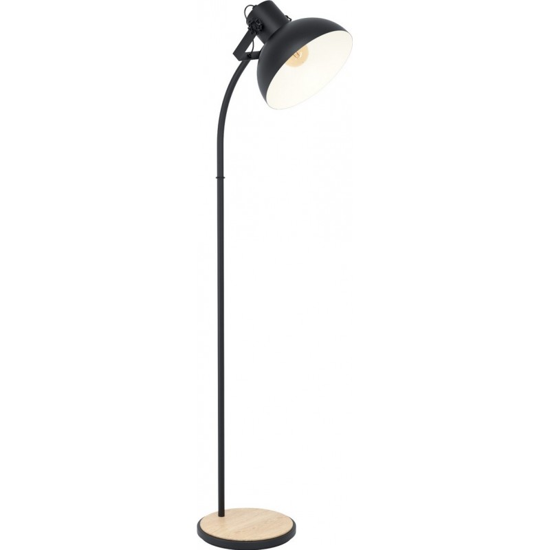 181,95 € Free Shipping | Floor lamp Eglo Lubenham 28W Conical Shape 160×48 cm. Living room, dining room and bedroom. Modern and cool Style. Steel and Wood. Brown and black Color