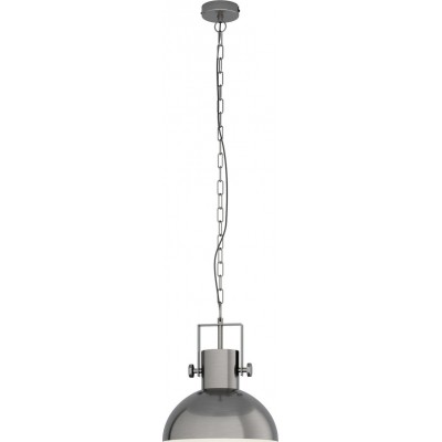 89,95 € Free Shipping | Hanging lamp Eglo Lubenham 1 28W Conical Shape Ø 30 cm. Living room, kitchen and dining room. Retro and vintage Style. Steel. Cream, nickel and old nickel Color