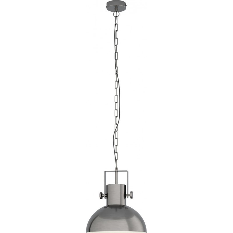 79,95 € Free Shipping | Hanging lamp Eglo Lubenham 1 28W Conical Shape Ø 30 cm. Living room, kitchen and dining room. Retro and vintage Style. Steel. Cream, nickel and old nickel Color