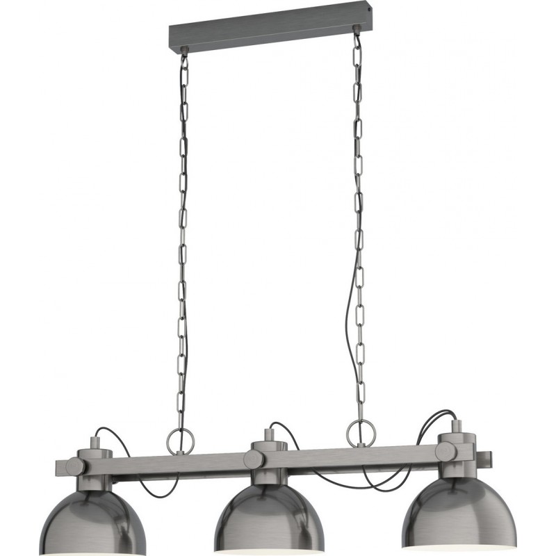 222,95 € Free Shipping | Hanging lamp Eglo Lubenham 1 84W Extended Shape 110×90 cm. Living room and dining room. Retro and vintage Style. Steel. Cream, nickel and old nickel Color