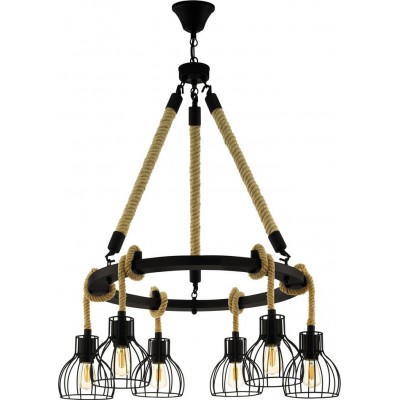 278,95 € Free Shipping | Hanging lamp Eglo Rampside 168W Conical Shape Ø 76 cm. Living room and dining room. Rustic, retro and vintage Style. Steel. Black Color