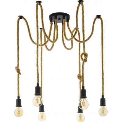 Chandelier Eglo Rampside 168W Angular Shape Ø 18 cm. Living room and dining room. Rustic, retro and vintage Style. Steel. Black Color