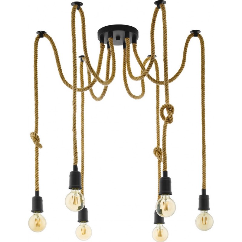 195,95 € Free Shipping | Chandelier Eglo Rampside 168W Angular Shape Ø 18 cm. Living room and dining room. Rustic, retro and vintage Style. Steel. Black Color