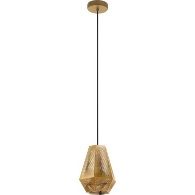78,95 € Free Shipping | Hanging lamp Eglo Chiavica 1 28W Pyramidal Shape Ø 20 cm. Living room and dining room. Rustic, retro and vintage Style. Steel. Golden and brass Color