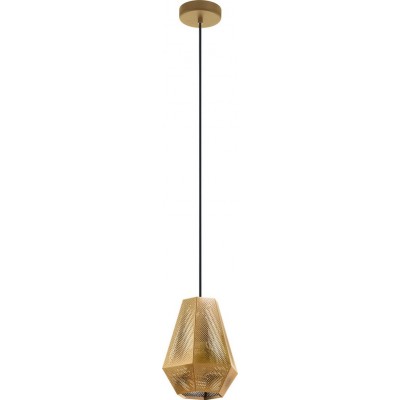 Lâmpada pendurada Eglo Chiavica 1 28W Forma Piramidal Ø 20 cm. Sala de estar e sala de jantar. Estilo rústico, retro e vintage. Aço. Cor dourado e latão