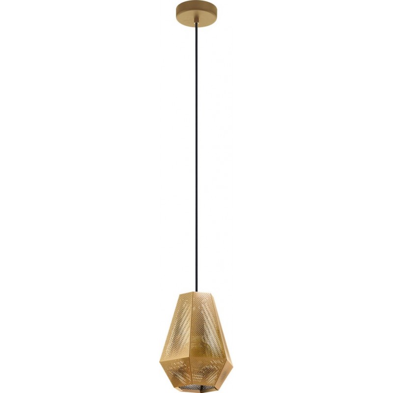 69,95 € Free Shipping | Hanging lamp Eglo Chiavica 1 28W Pyramidal Shape Ø 20 cm. Living room and dining room. Rustic, retro and vintage Style. Steel. Golden and brass Color