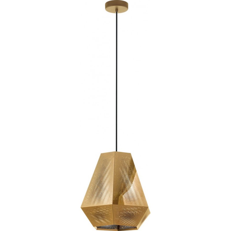 129,95 € Free Shipping | Hanging lamp Eglo Chiavica 1 28W Pyramidal Shape Ø 36 cm. Living room and dining room. Rustic, retro and vintage Style. Steel. Golden and brass Color