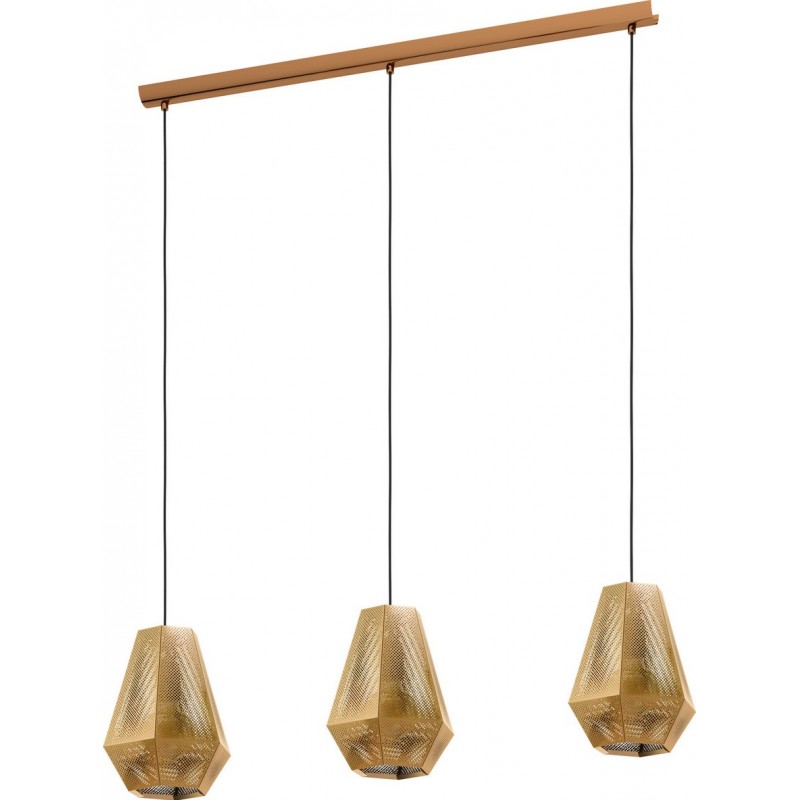 209,95 € Free Shipping | Hanging lamp Eglo Chiavica 1 84W Extended Shape 110×97 cm. Living room and dining room. Rustic, retro and vintage Style. Steel. Golden and brass Color