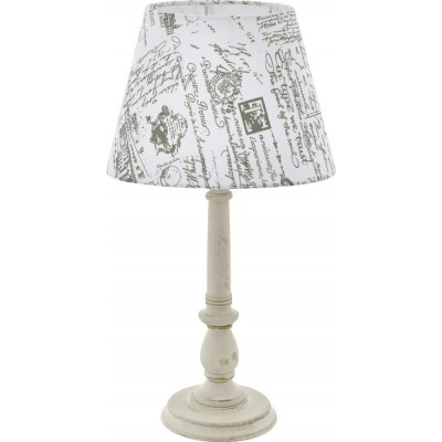 Table lamp Eglo Larache 1 40W 46×25 cm. Wood and textile. White, and gray Color