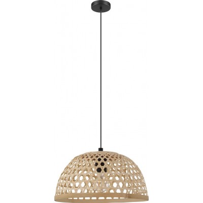 Lámpara colgante Eglo Claverdon 40W Ø 37 cm. Acero y madera. Color negro y natural