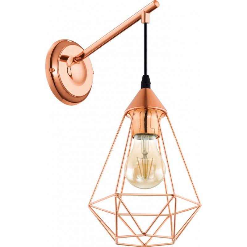 Indoor wall light Eglo Tarbes 60W Pyramidal Shape 38×16 cm. Bedroom. Vintage Style. Steel. Copper and golden Color