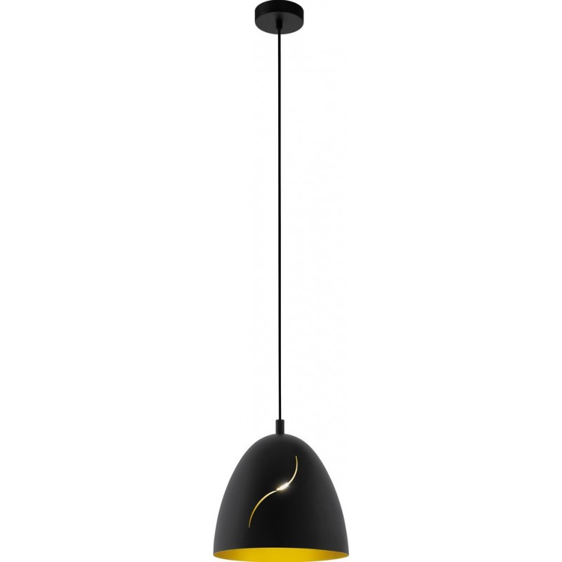 49,95 € Free Shipping | Hanging lamp Eglo Hunningham 60W Oval Shape Ø 27 cm. Living room and dining room. Retro, vintage and sophisticated Style. Steel. Golden and black Color