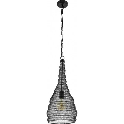 Hanging lamp Eglo France Colten 60W Conical Shape Ø 33 cm. Living room and dining room. Retro and vintage Style. Steel. Black Color