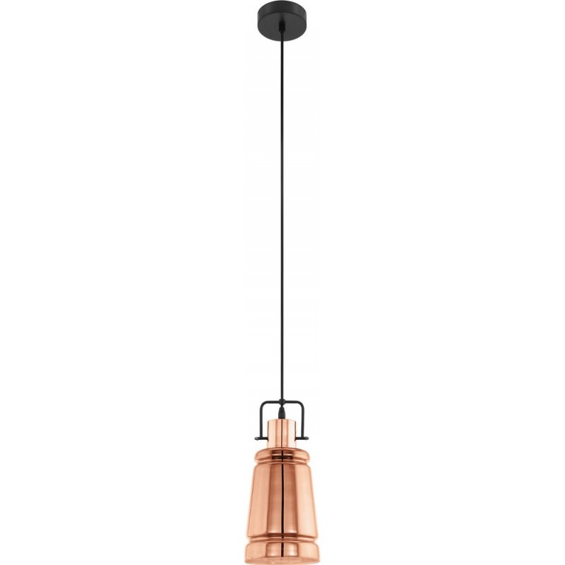 Hanging lamp Eglo Frampton 60W Conical Shape Ø 16 cm. Living room and dining room. Sophisticated and design Style. Steel and glass. Copper, golden and black Color