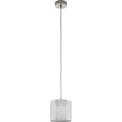 Hanging lamp Eglo Leamington 1 60W Cylindrical Shape Ø 17 cm. Living room and dining room. Sophisticated and design Style. Steel and sheet. Plated chrome, nickel, matt nickel and silver Color