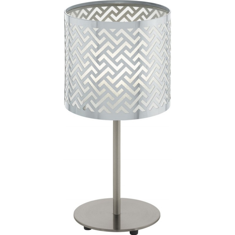 Lampe de table Eglo Leamington 1 60W Ø 17 cm. Acier et Feuille. Couleur chromé, nickel, nickel mat et argent