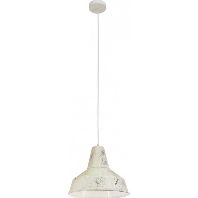 Hanging lamp Eglo Somerton 60W Conical Shape Ø 35 cm. Living room, kitchen and dining room. Retro and vintage Style. Steel. White Color