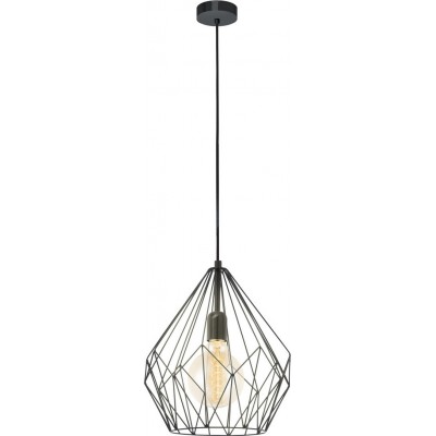 64,95 € Free Shipping | Hanging lamp Eglo Carlton 60W Pyramidal Shape Ø 31 cm. Living room, kitchen and dining room. Retro and vintage Style. Steel. Black Color