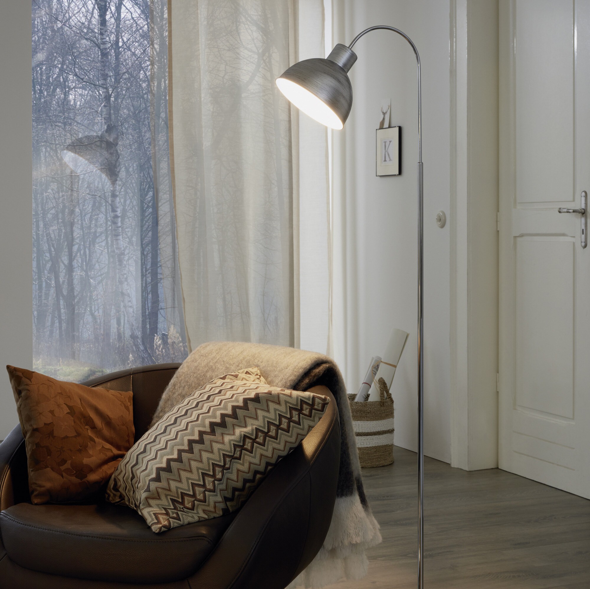 Floor lamp Eglo Boleigh 60W Ø 25 cm. Steel. Silver and antique silver Color