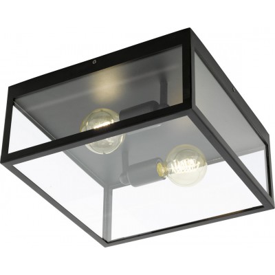 85,95 € Free Shipping | Indoor ceiling light Eglo Charterhouse 120W Cubic Shape 36×36 cm. Lobby. Sophisticated Style. Steel and glass. Black Color