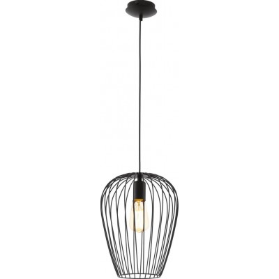 64,95 € Free Shipping | Hanging lamp Eglo Newtown 60W Oval Shape Ø 27 cm. Living room and dining room. Sophisticated and design Style. Steel. Black Color