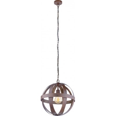 Hanging lamp Eglo Westbury 60W Spherical Shape Ø 37 cm. Living room and dining room. Retro and vintage Style. Steel. Brown and oxide Color